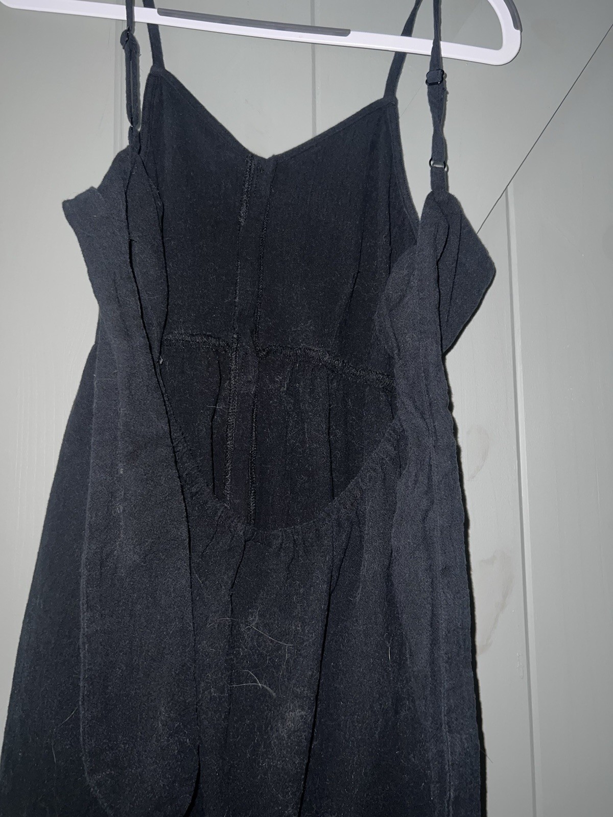Universal Thread Black Solid Cotton Woven V-Neck Button Front Maxi Dress S