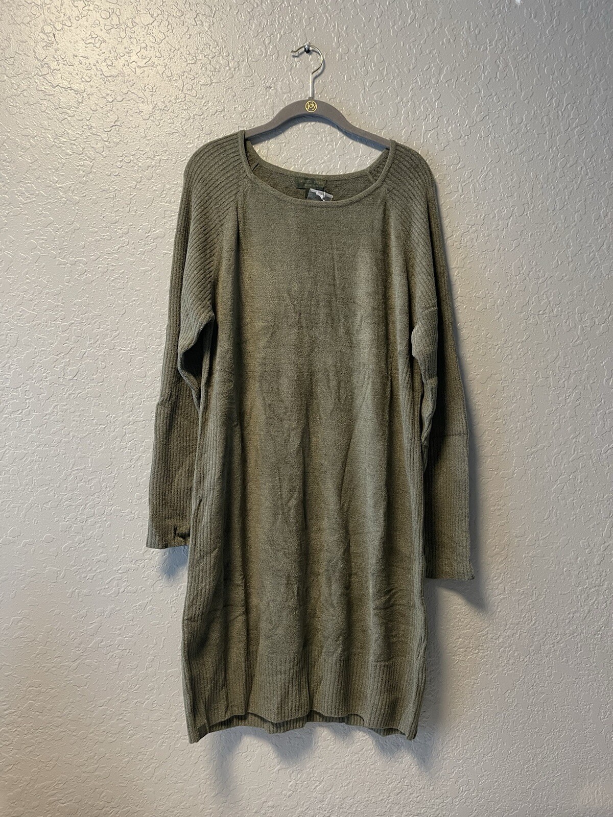 Barefoot Dreams CozyChic Long Sleeve Olive Green Sweater Dress Size XL NWT