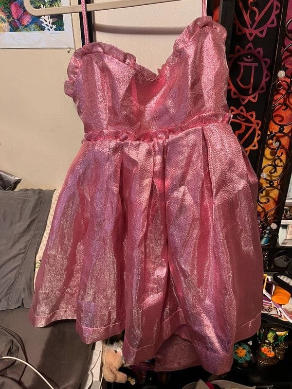 Puffy Shiny Pink Babydoll Dress