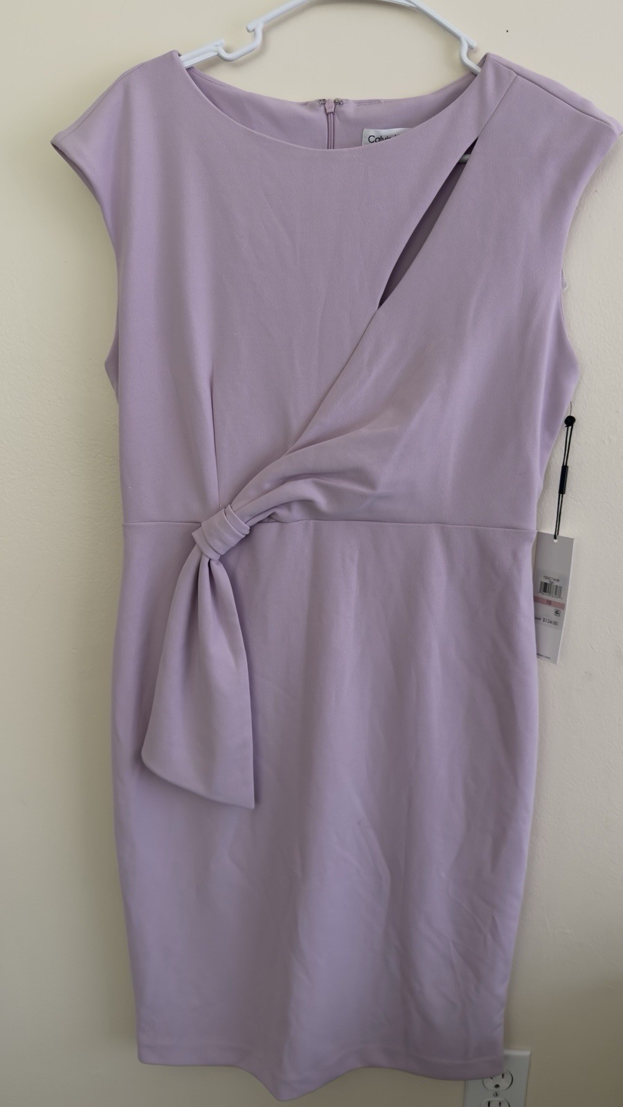 NWT Calvin Klein Blush Pink Sheath Dress Side Tie Detail Size 10 MSRP $134