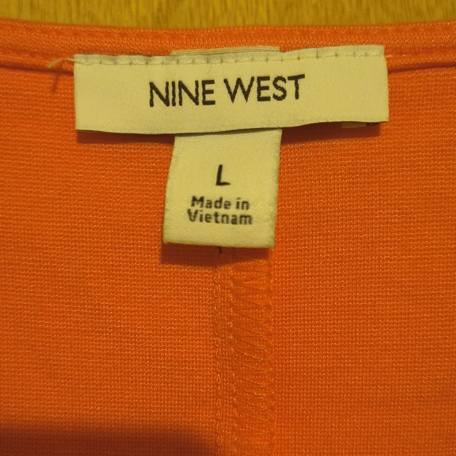 Nine West Orange Solid Knit Scoop Neck Cap Sleeve Shift Knee Dress Pullover L