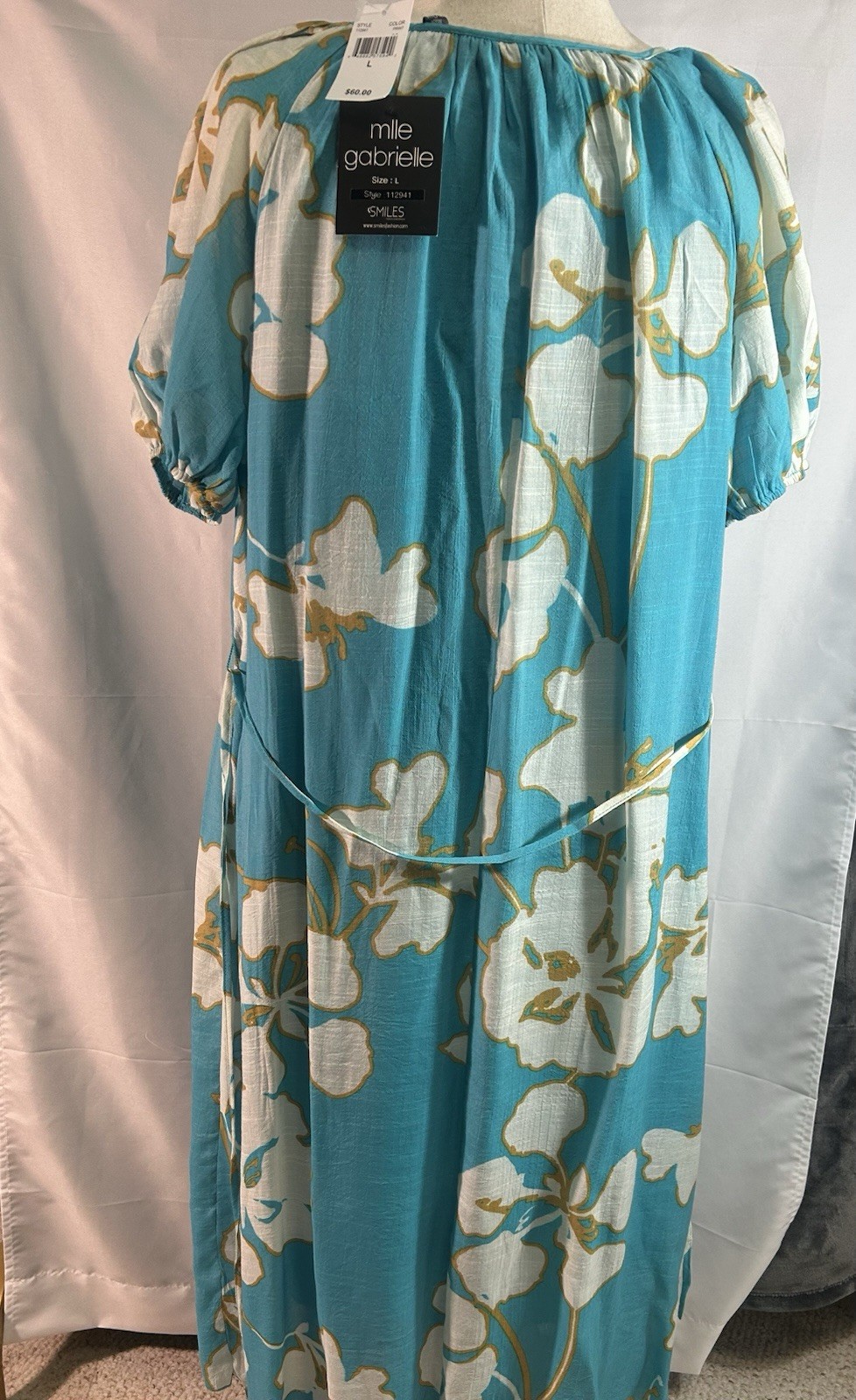 Mile Gabrielle Womens Dress Blue White Beach Tie Front Resort Cruise Size L NEW