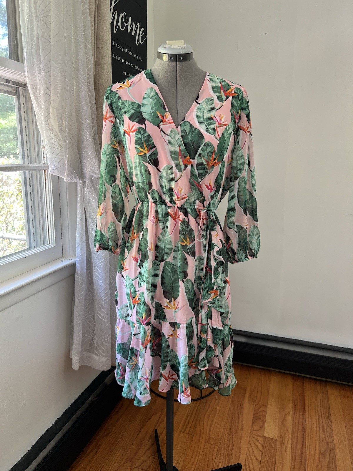 Eva Mendes For New York & Company Wrap Ruffle Dress Size Small