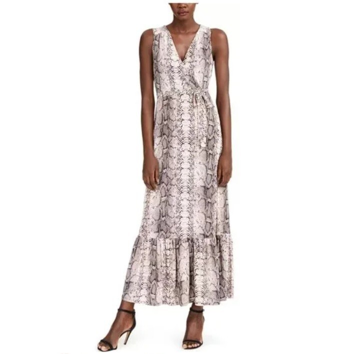 INC Womens S Paige Python Black White Pink Snake Skin Maxi Dress NWT AY13