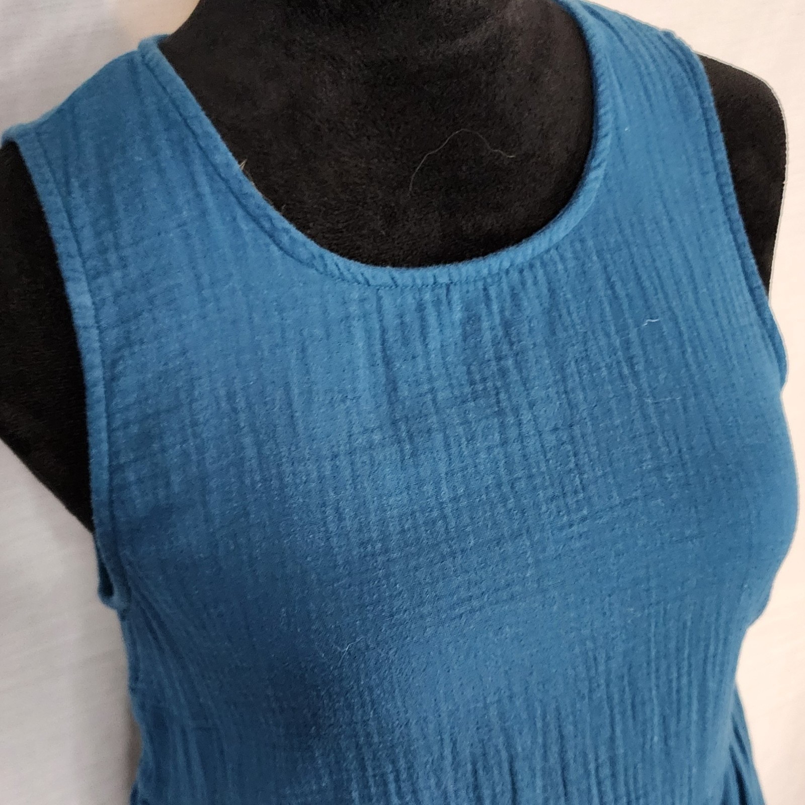 UNIVERSAL THREAD Size XS Teal Peacock Blue Gauze Cotton Tiered Summer Sundress