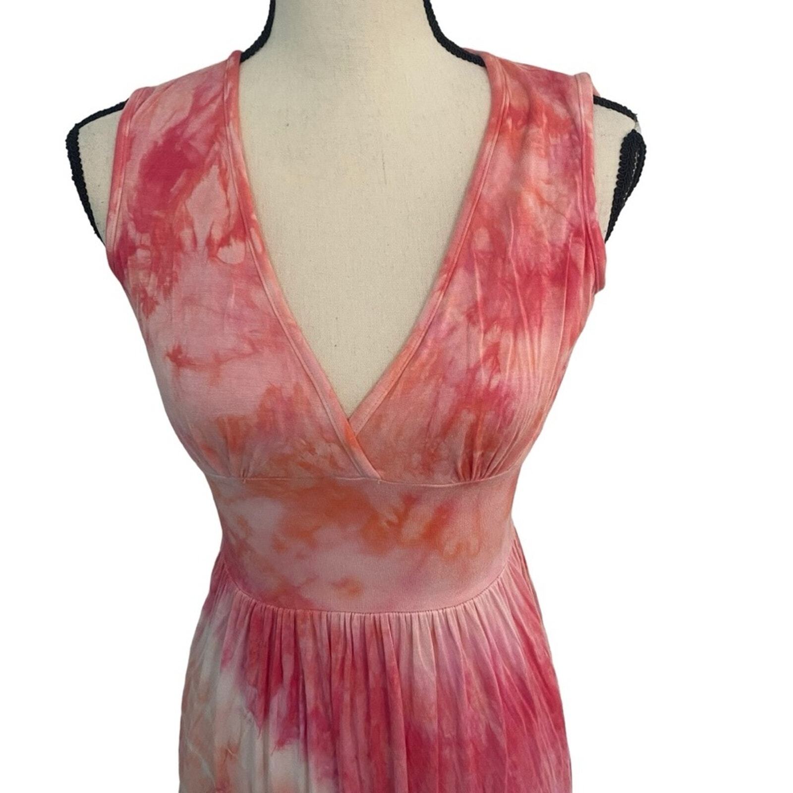 Love Tanjane Pink and Orange Tie-dye Maxi Dress Size Small Beach Resort Coastal