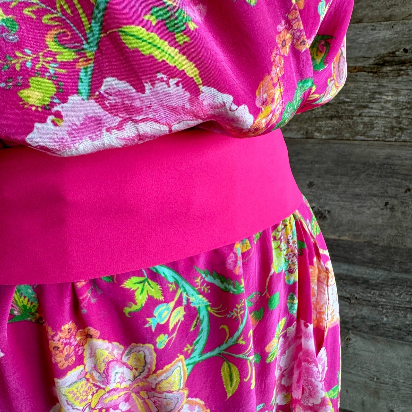 Rococo Sand Floral Wrap Maxi Dress S Pink Ruffle Flounce Wedding Romantic READ*