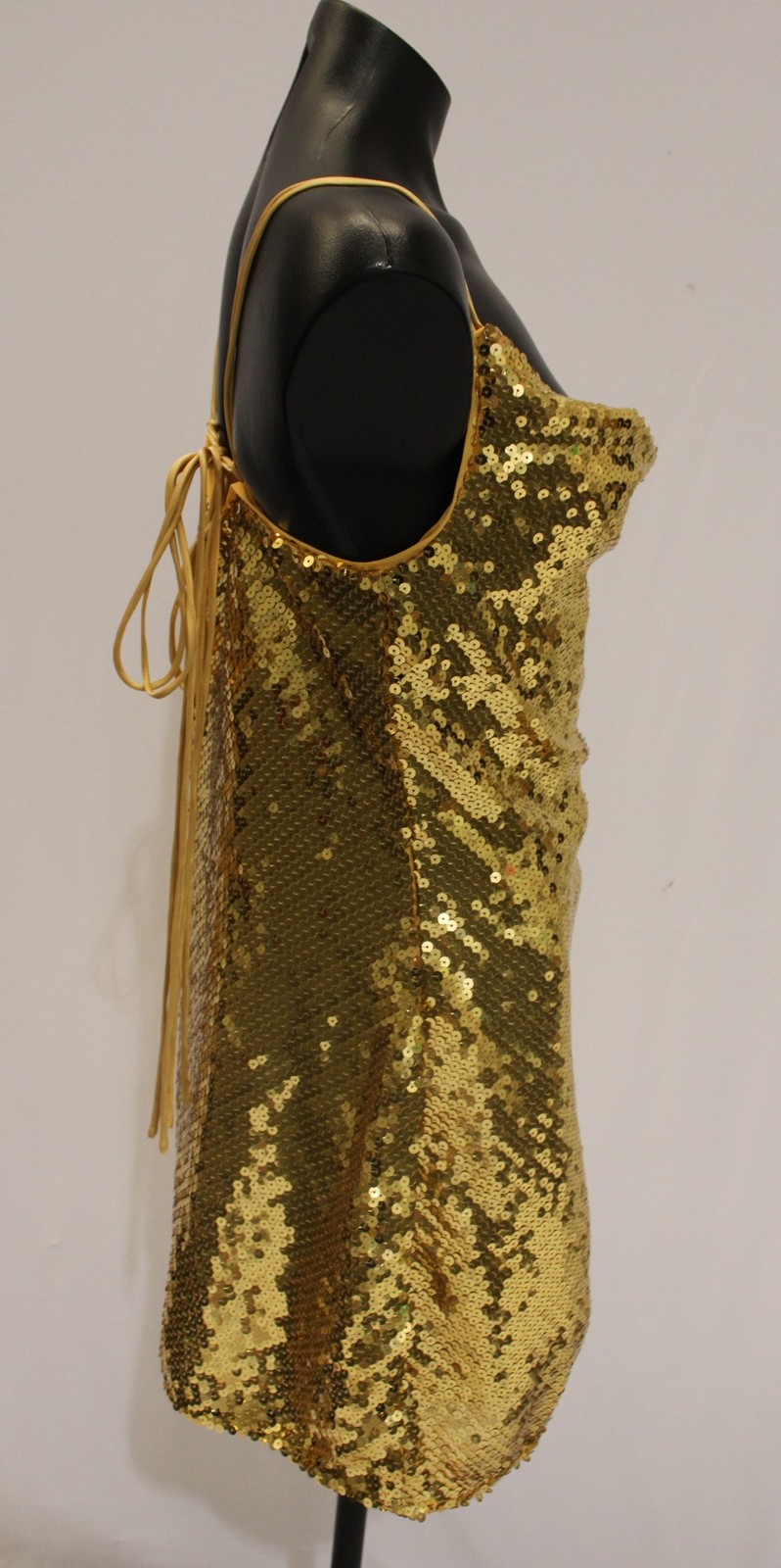 ASOS Design Women’s Strappy Sheer Sequin Cowl Neck Mini Dress WR4 Gold Size 8
