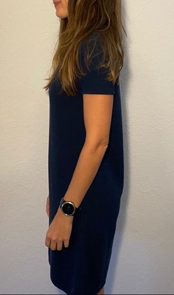 New Theory Gelton Dynamic Stretch Ribbed Knit A-Line Mini Dress Dark Blue Navy S