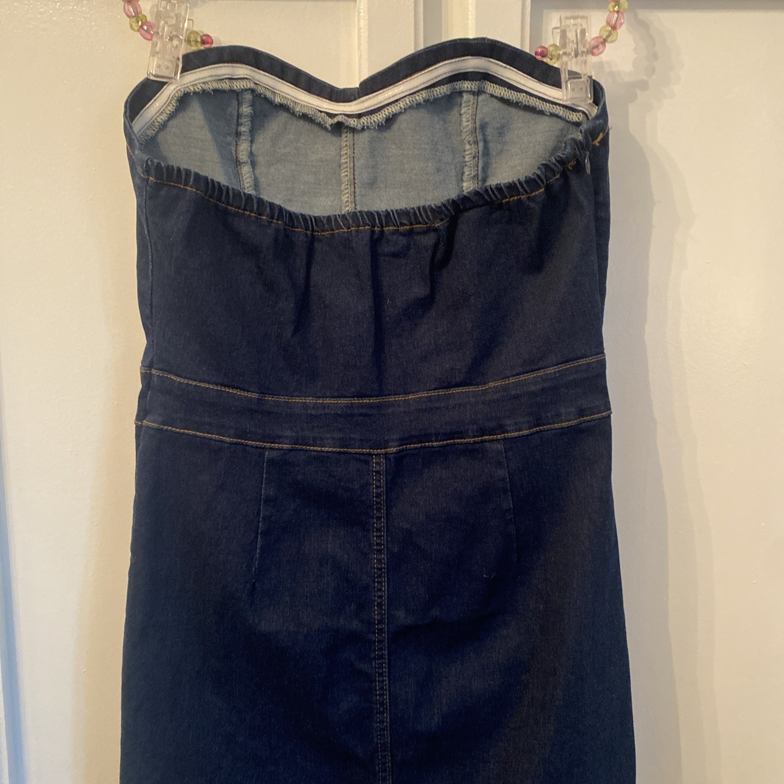 Denim Strapless Maxi Dress Western Nashville Texas L 8-10 SHEIN Fit&Flair