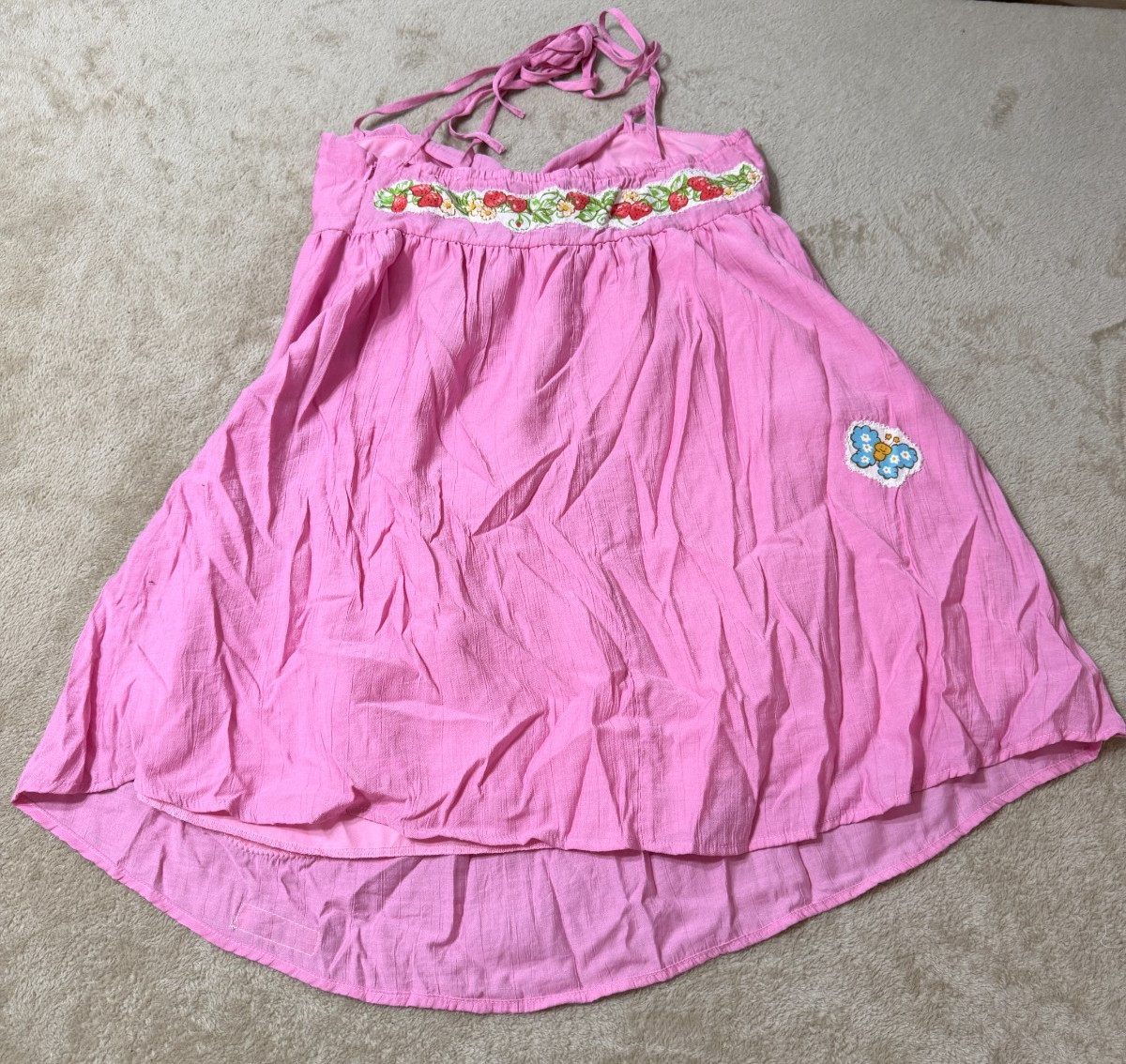 Velvet Familiar Strawberry Shortcake Upcycled Dress Womens Small Pink Cottagecor