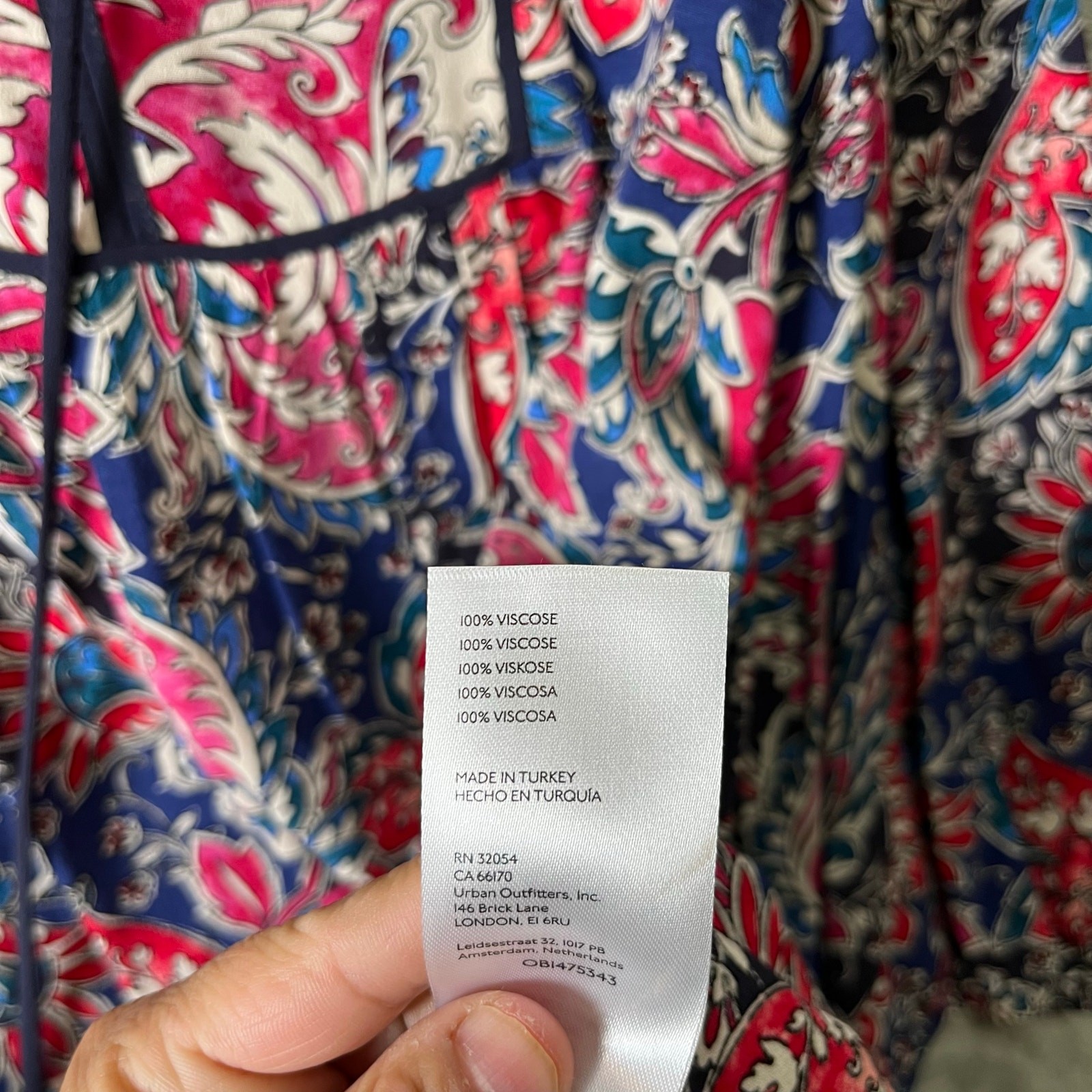Anthropologie Spliced Tunic Dress Red & Blue Paisley Long Sleeve Medium Petite