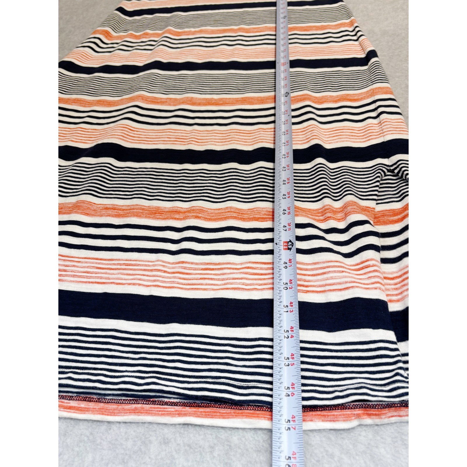 Talbots Dress Womens Extra Large Blue White Orange Striped Maxi Tasseled Beachy