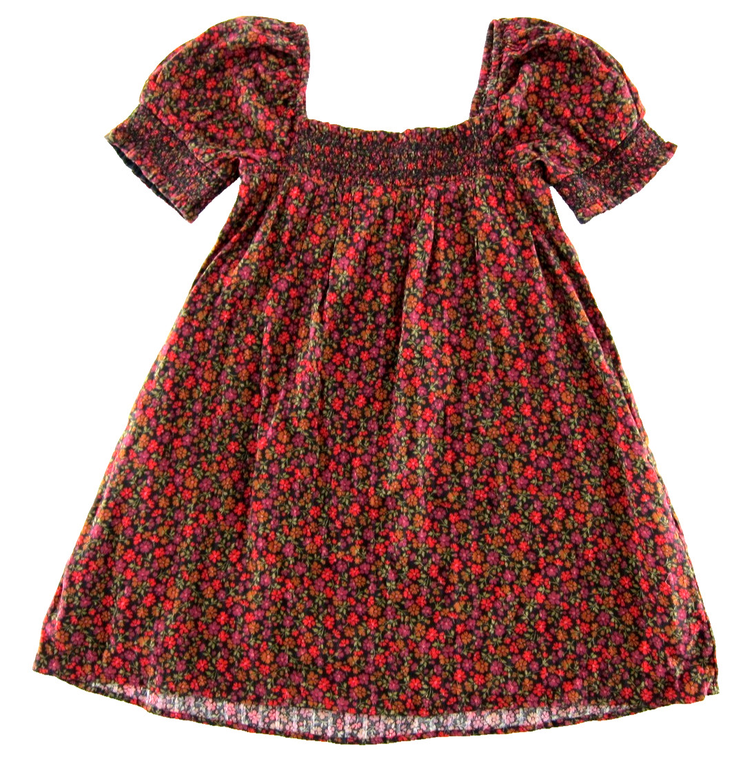 American Eagle Red Pink Green Floral Cotton Puff Sleeve Pocket Smock Dress M