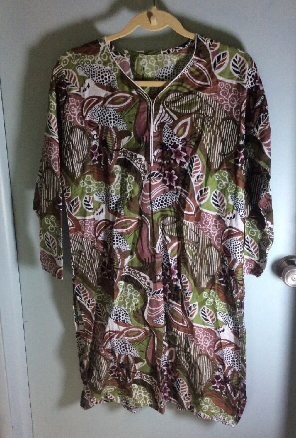 Vintage Dress Beach Cover Up Nightgown Jungle Animal Print Boho Flowy Medium