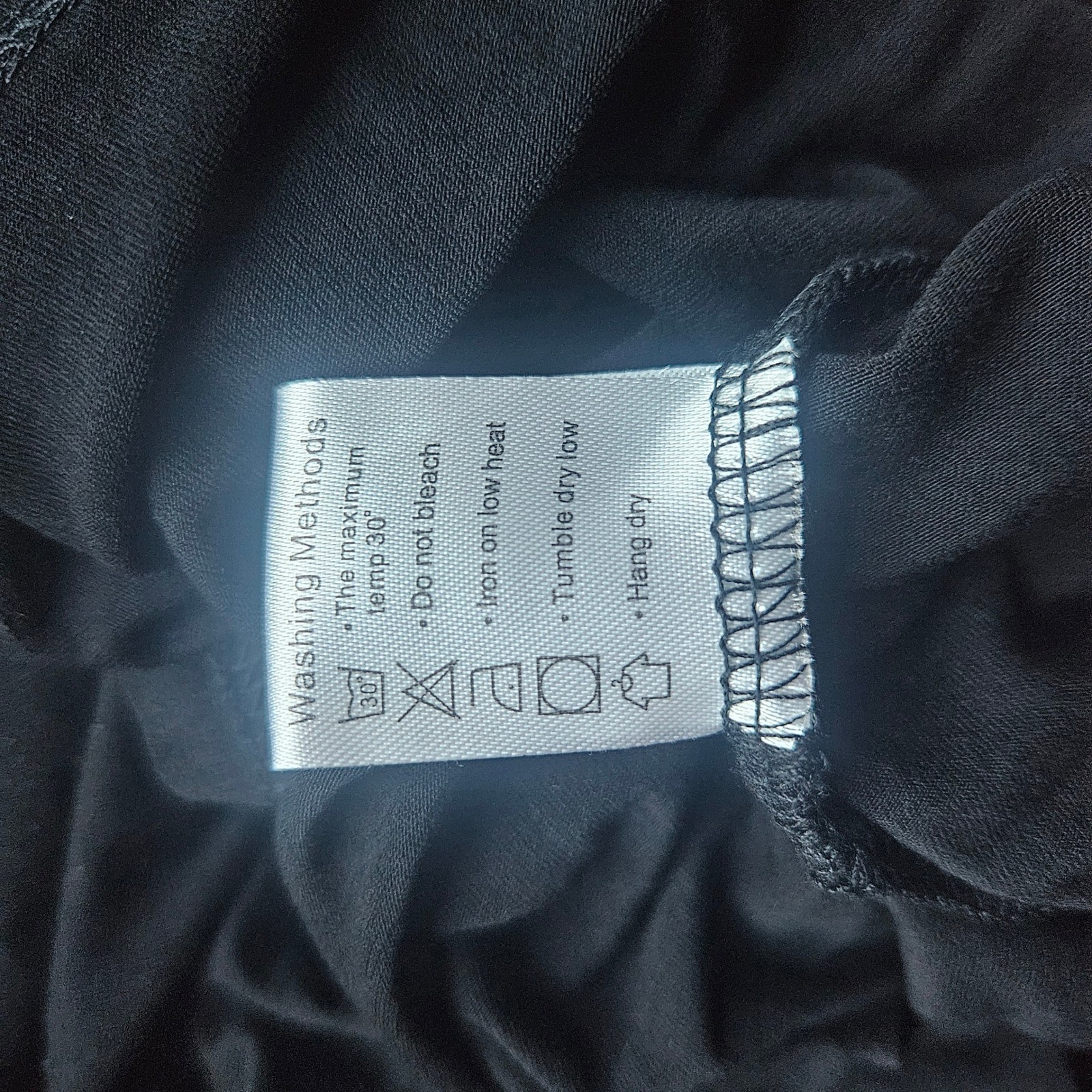 Simier Fariry Black T Shirt Dress Midi Drawstring Waist Pockets Size L