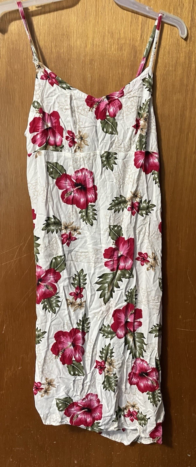 Tiki Palm Hawaiian Dress Medium Asymmetrical Hem