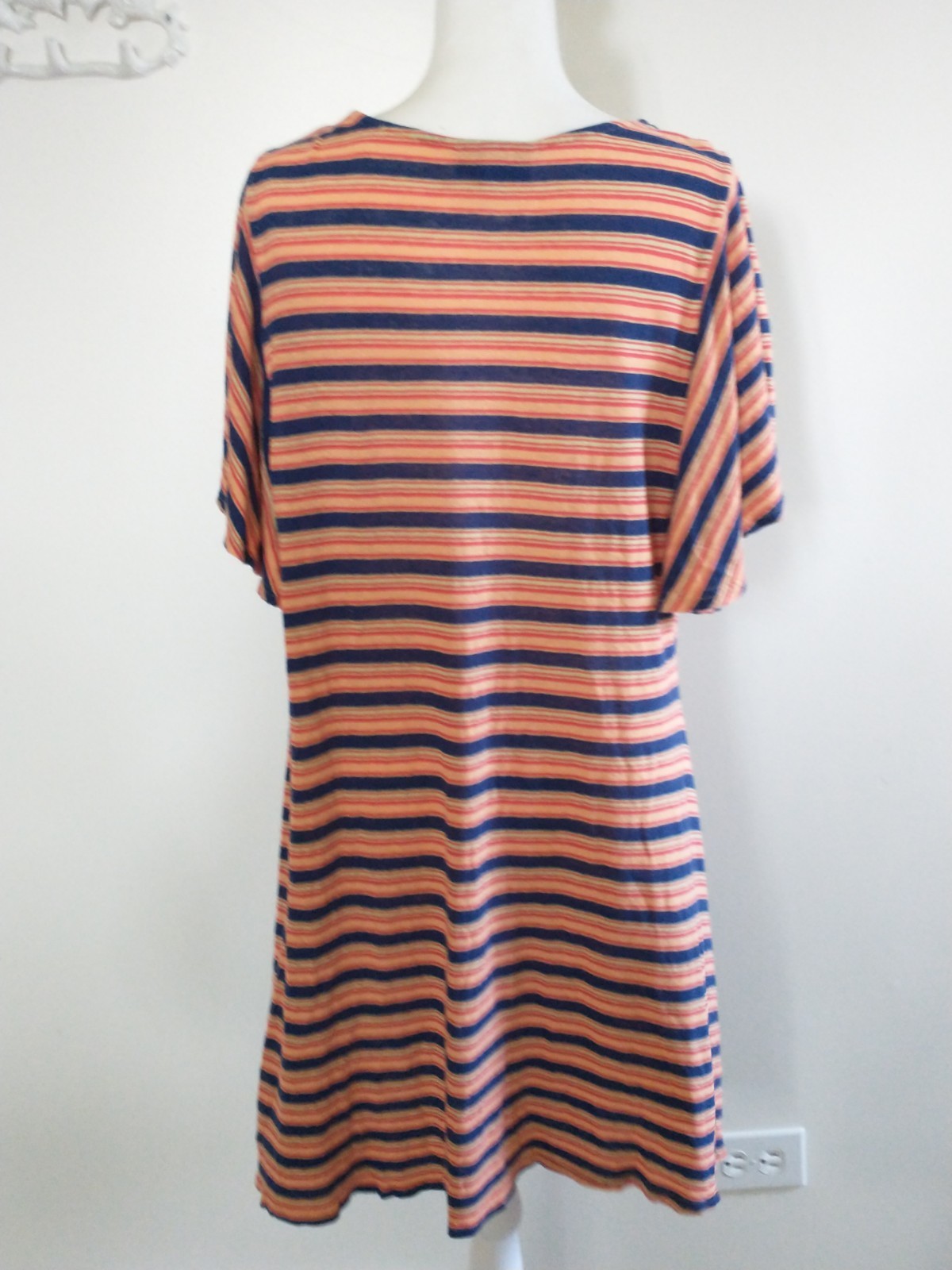 Modcloth Linen Striped Flutter Sleeve Swing Dress Women’s Plus 1X Retro Vintage