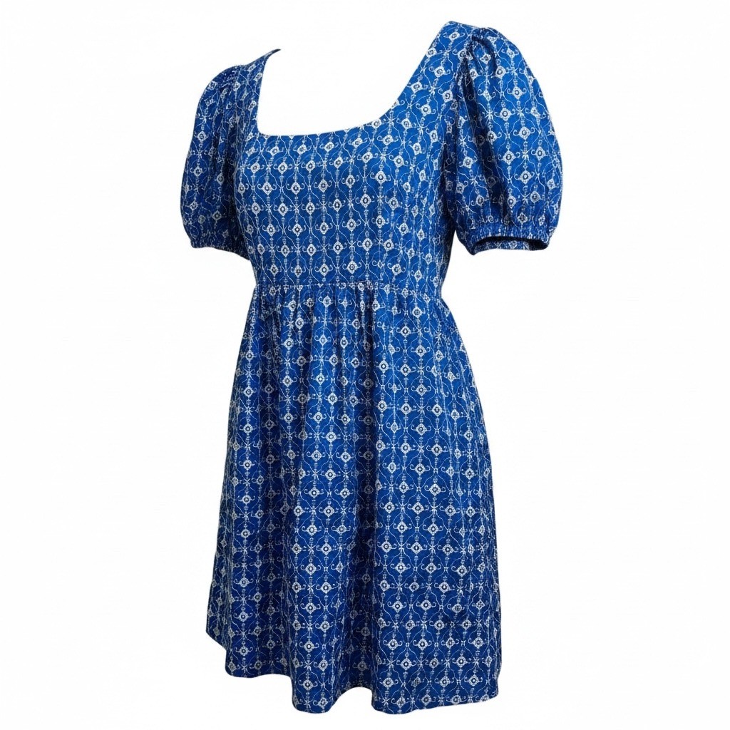 Rhode x Target Blue Embroidered Puff Sleeve Mini Dress XXL Women Square Neck
