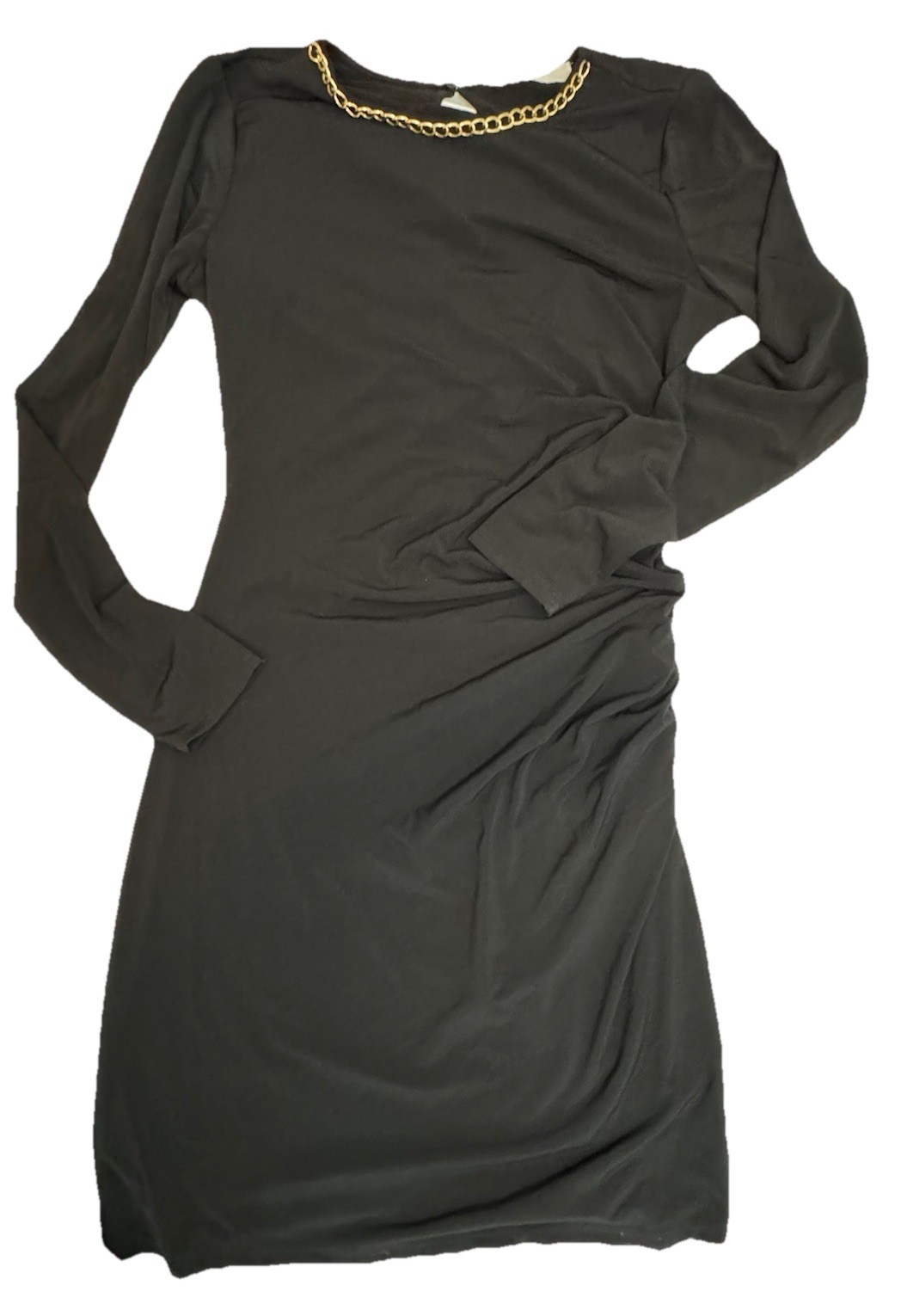 **Michael Kors Color Black Gold Chain Neckline Long Sleeve no tag size see pics