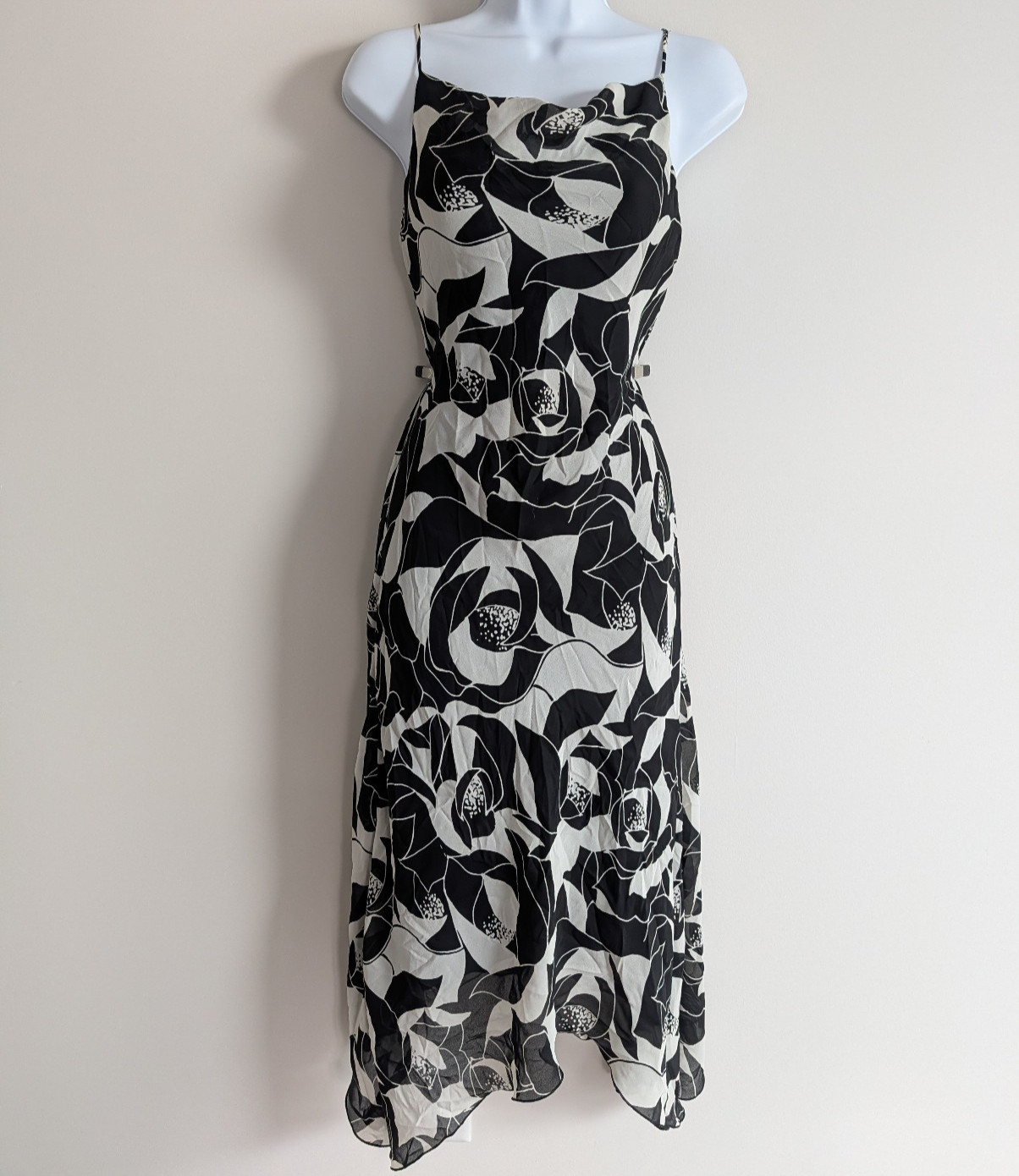 Vintage B Smart Midi Dress Womens 6 Floral Whimsigoth Asymmetric Romantic 90s