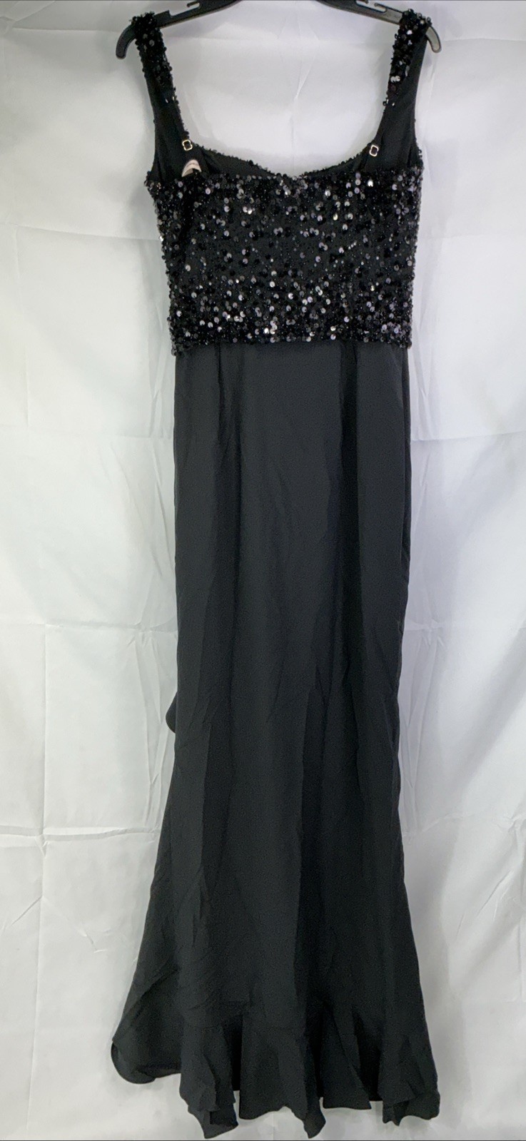 Oh Polly Robina Black Beaded Corset Ruffle Trim Skirt Dress UK 12 US 8