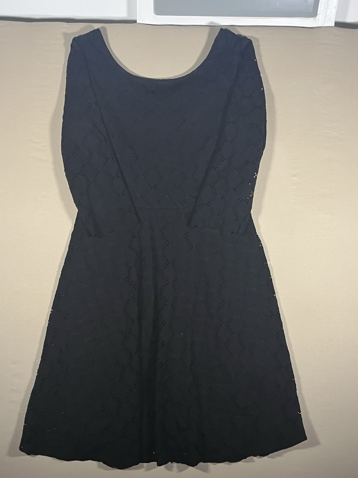 Ronni Nicole Black Lace Fit & Flare Dress, Round Neck 3/4 Sleeve, 10 Regular