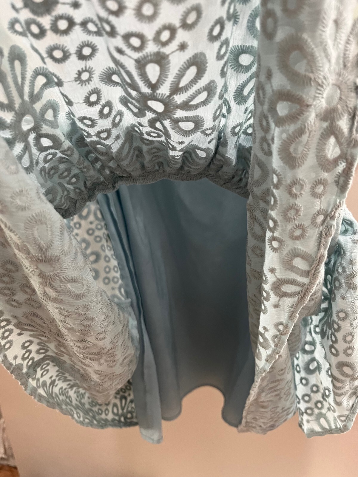 CeCe Chic Aqua Dusk Patterned Ruffle Dress, Size 10, light romantic style