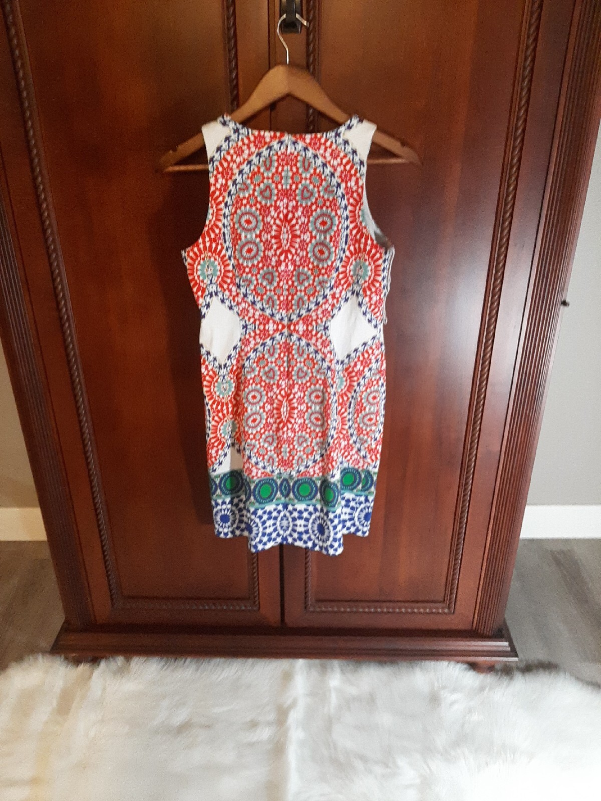 London Times Womens Size 8 Boho Pattern Knee-Length Dress 97% Cotton 3% Spandex