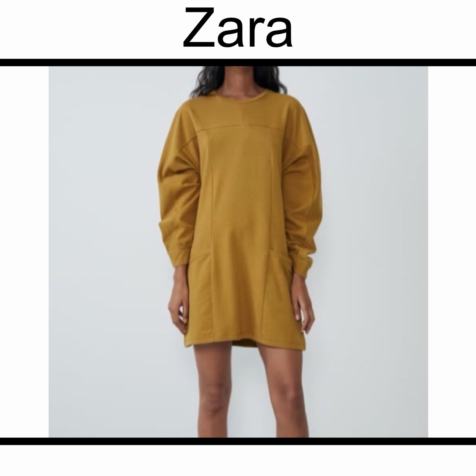 Zara Cotton Sweater Dress With Pockets Honey Brown Women’s Medium Lagenlook