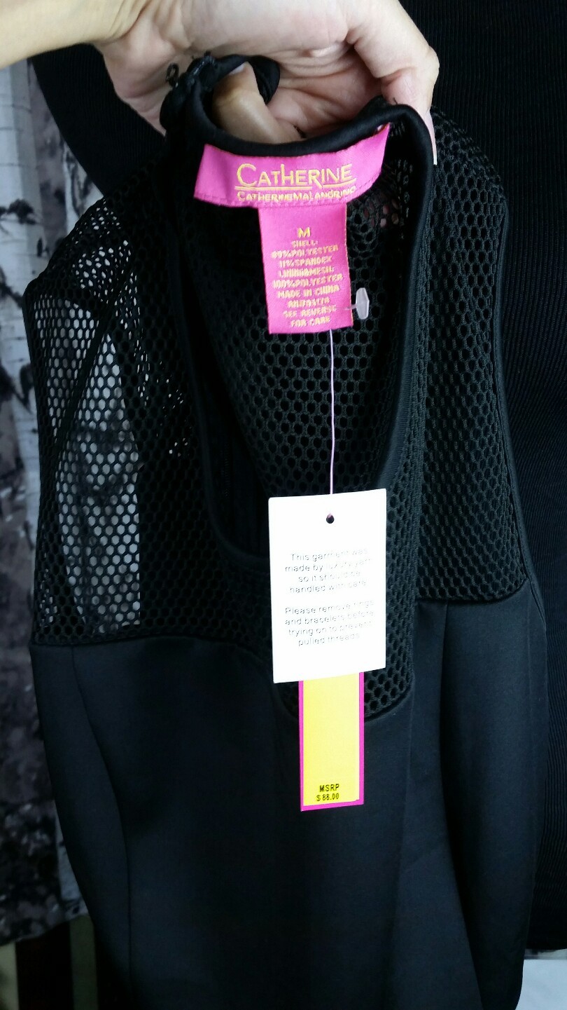 Catherine Malandrino Sz Med Open Knit Sleeveless Stretch Fit & Flare Tea Dress