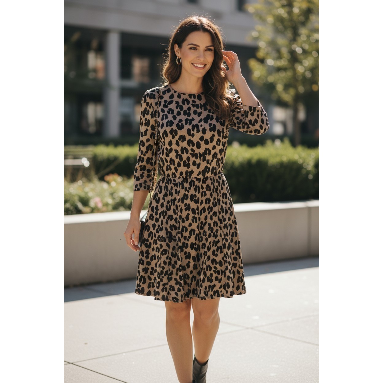 Kate Spade Forest Feline Jacq Knit Dress Leopard Print Flare Size 8