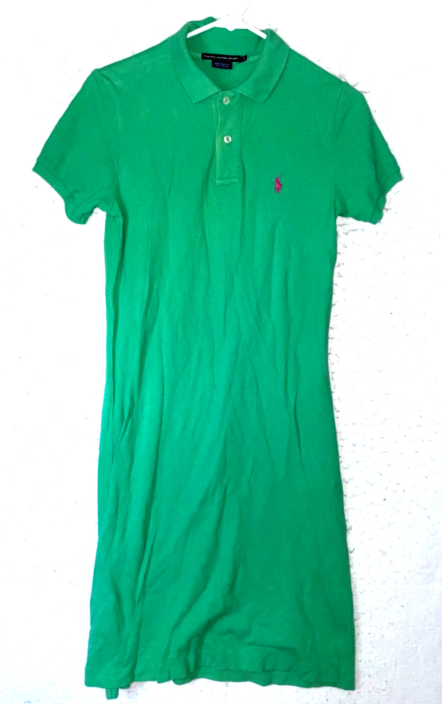 Ralph Lauren Sport Polo Dress Womens S Green Cotton Mesh Mini Short Sleeve Pony