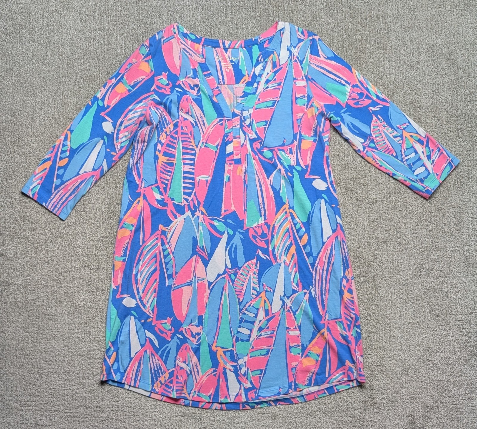 Lilly Pulitzer Ali Dress Out to Sea Pima Cotton Beach Coastal Resort Size Large