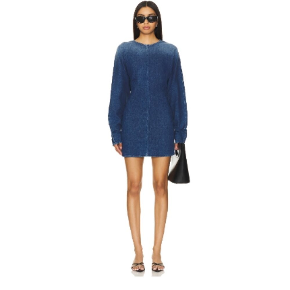 NWT 3X1 Mini Dress Cindy Deep Blue Soft Denim Women’s Small Long Sleeve