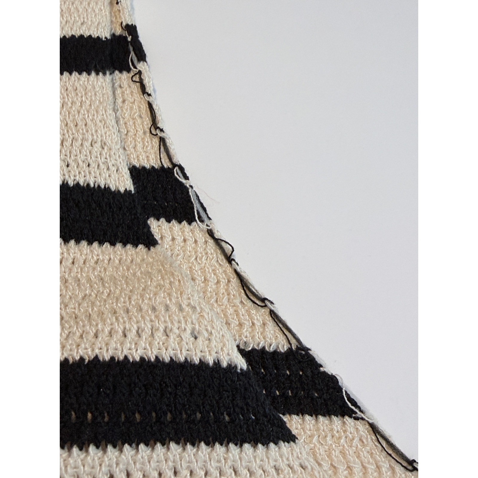 mello. Los Angeles Striped Knit Midi Dress Distressed Neck Cream Black Medium