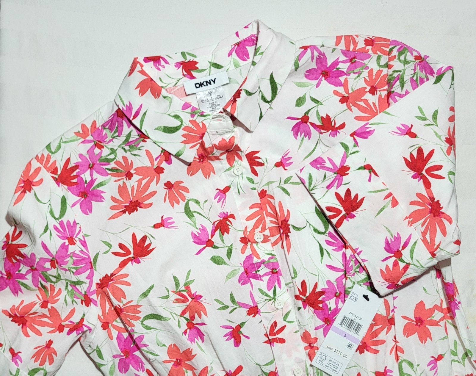 NWT Women’s DKNY Pink And Green Floral Print Maxi Dress, Size 6