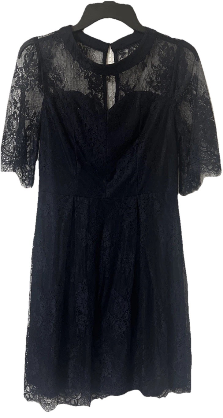 Whimsigoth Sheer Lace Dress Womens M L Navy Blue Mesh Elegant Glam Wedding Fairy
