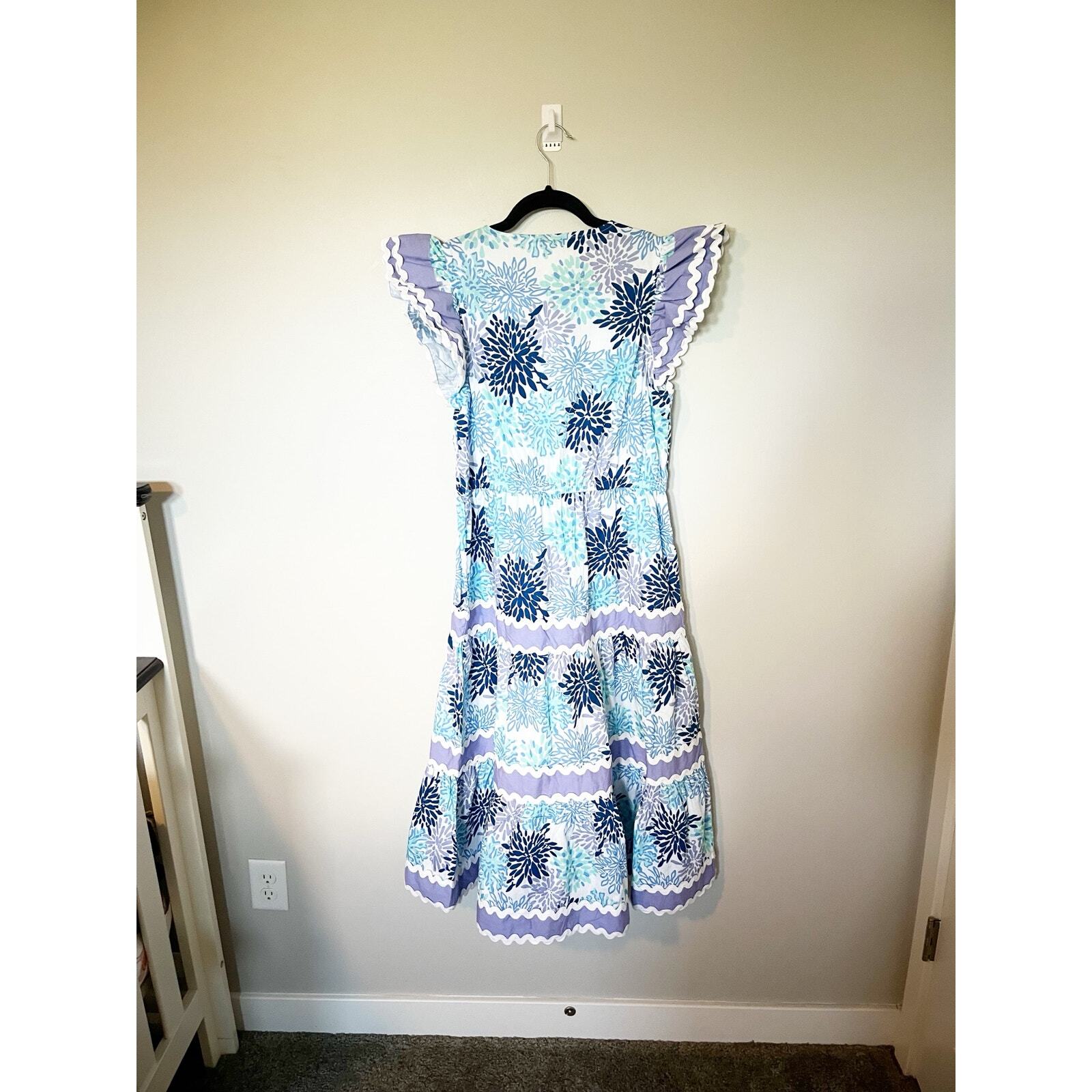 sail to sable bloom print flutter sleeve midi dress size medium NWT