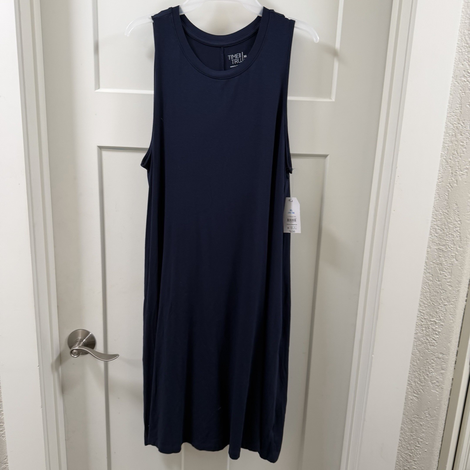 TIME & TRU New Rayon Blend Sleeveless Navy Blue Tank T-Shirt Dress XL (16-18)