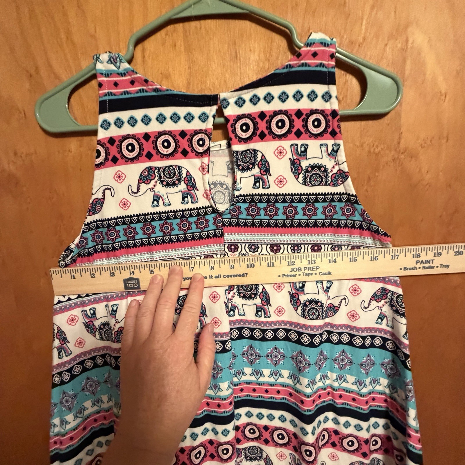 bobbie brooks Elephant Print Keyhole Round Neck Sleeveless A-Line Knee Dress S