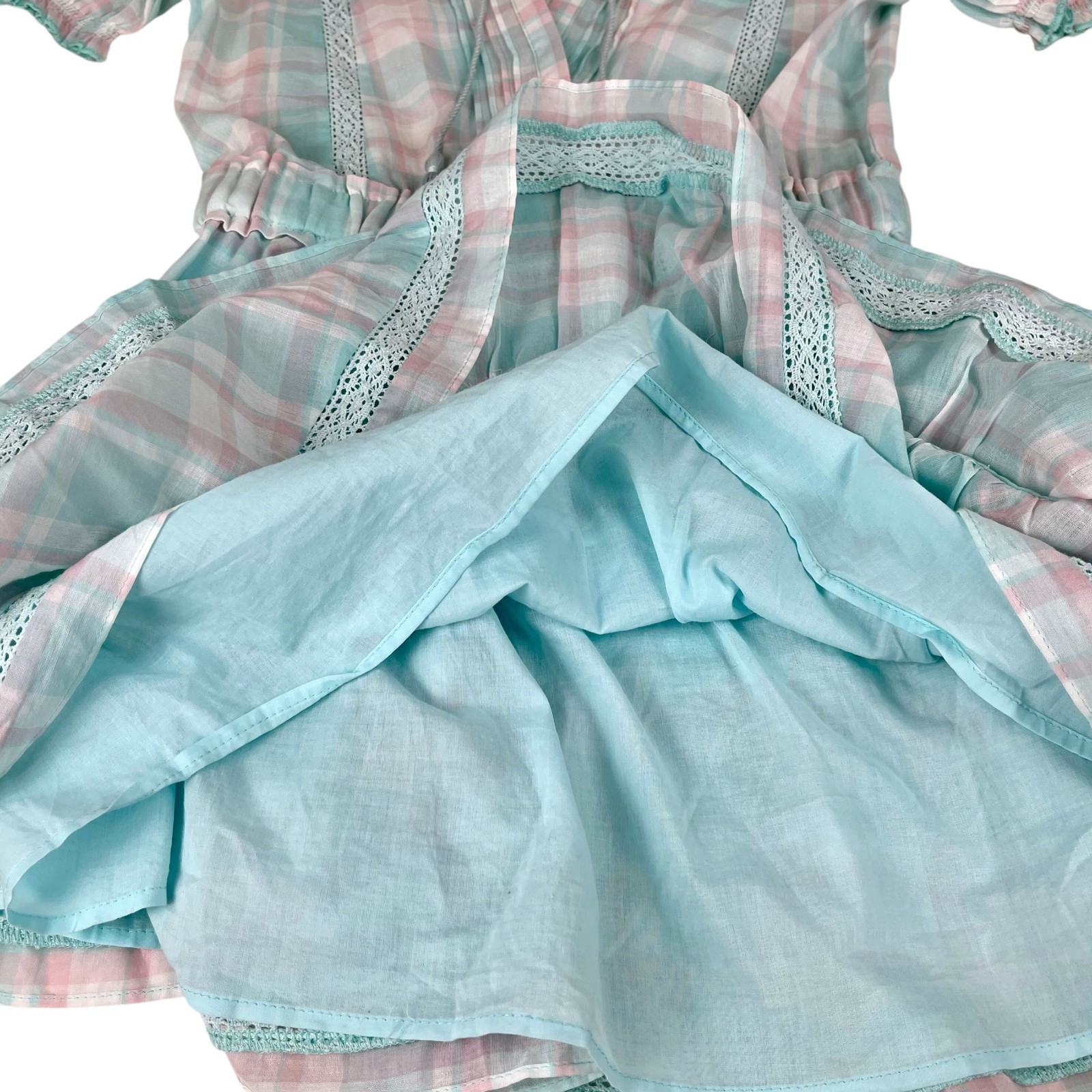 Mable Pastel Plaid Tiered Mini Dress Cotton Cottagecore Coquette Sz S NWT