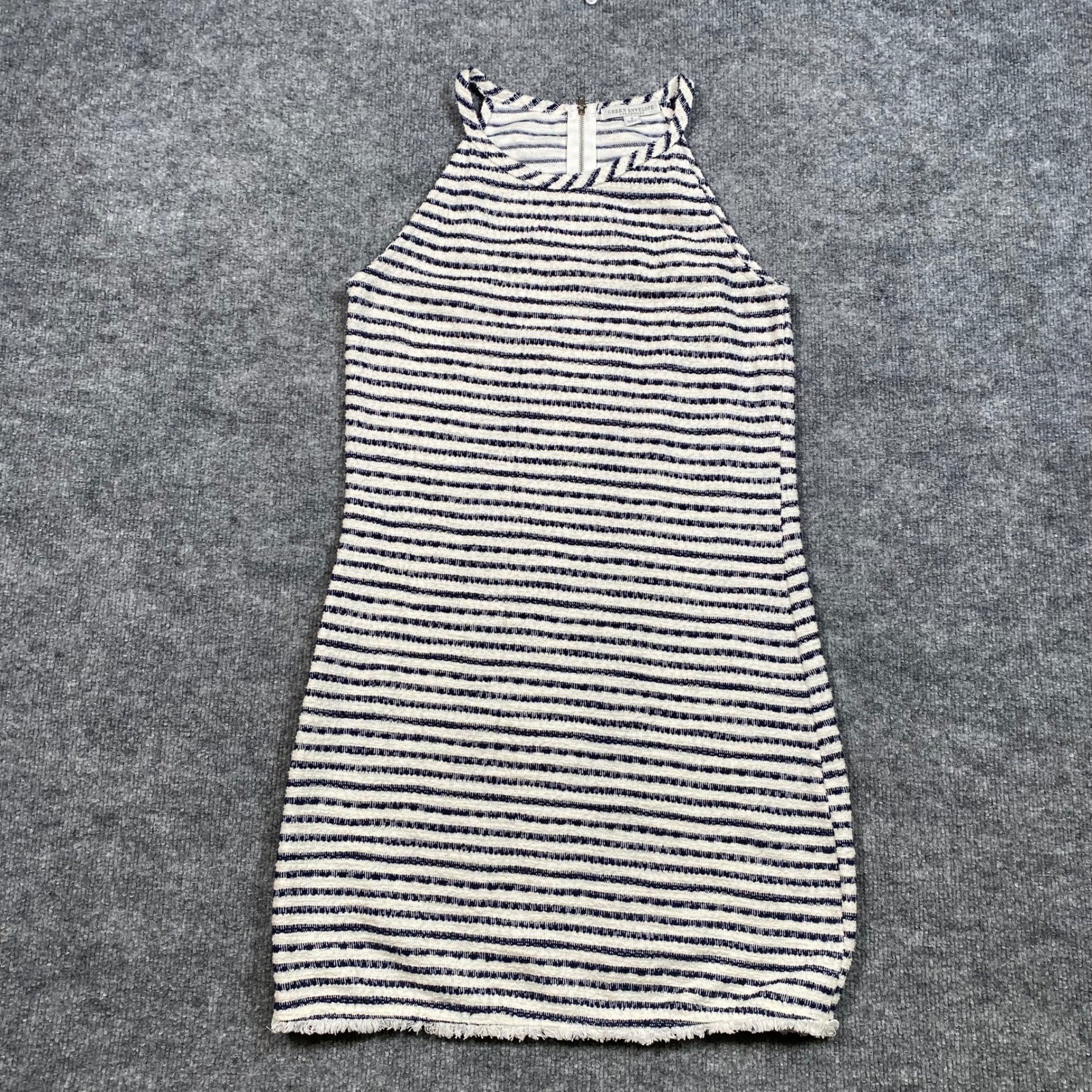 Green Envelope Los Angeles Womens Navy White Striped Halter Bodycon Mini Dress S