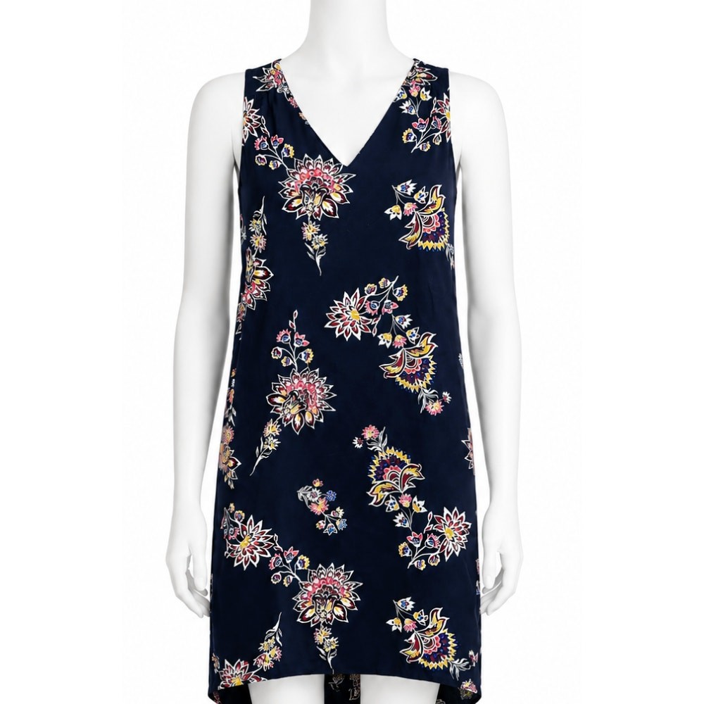 Old Navy Dress Size M Black Yellow Brown Floral Botanical Sleeveless Summer