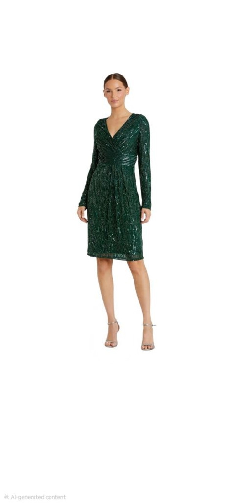 Mac Duggal Emerald Green Long Sleeve Sequin Dress Size 8