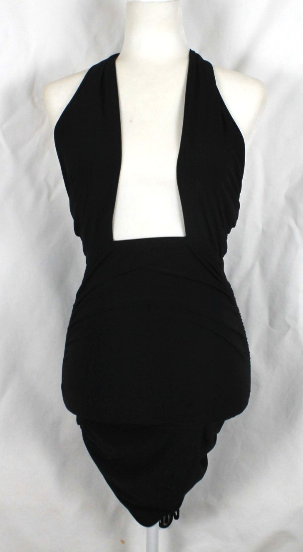 Better Be Black Halter Bodycon Woman Dress Size Small Little Black Drawstring