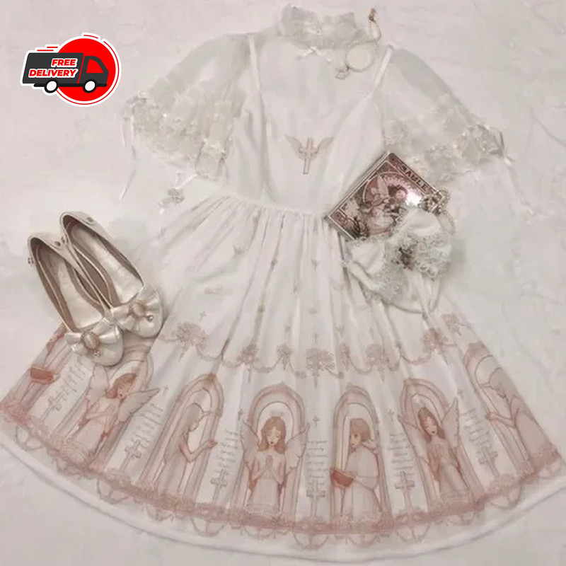 Dark Gothic Devil Print Dress Black Japanese Style Lolita Jsk Victorian