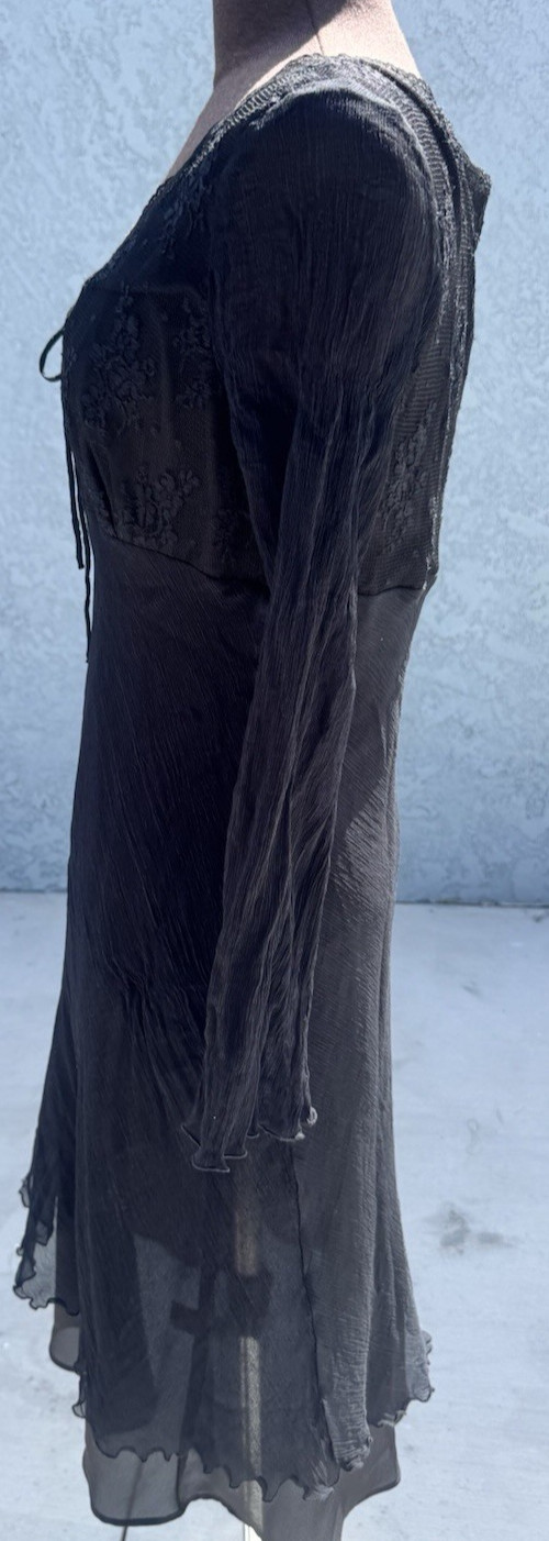 VTG Black Lace 100% Silk Dress By Mica Y2k Sz 12