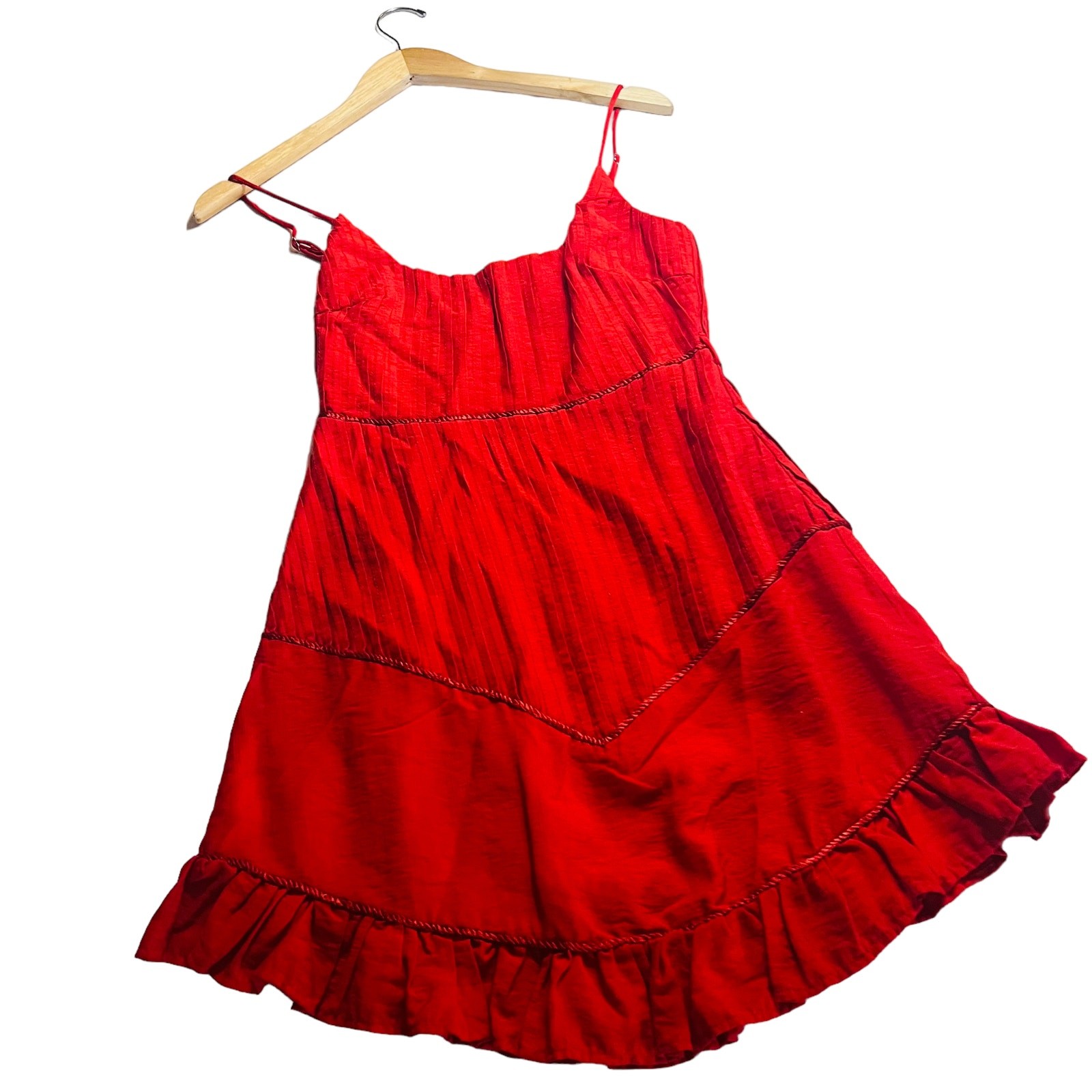 Saints & Secrets Charmed Pintuck Pleated Dress Size XS Red