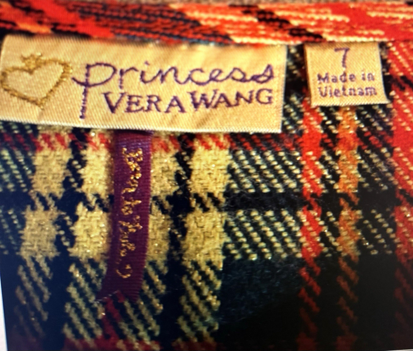 Vera Wang Dress Princess Plaid Sz 7 Red Tartan Holiday Mod Preppy Christmas